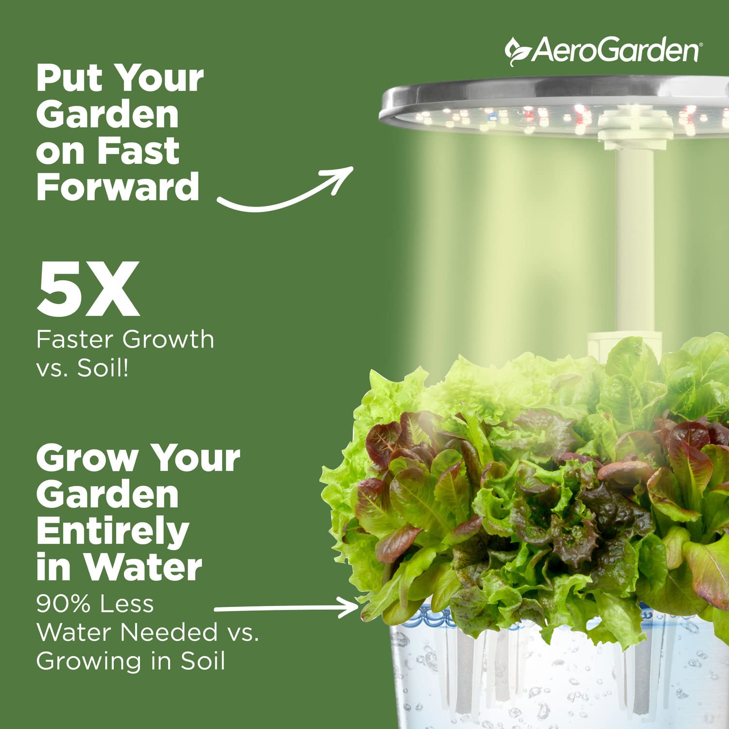 AeroGarden Harvest Elite 360 vacation mode keeps plants healthy when away.