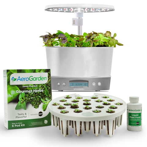 AeroGarden Harvest Elite 360 LED grow light in action boosts growth efficiently.