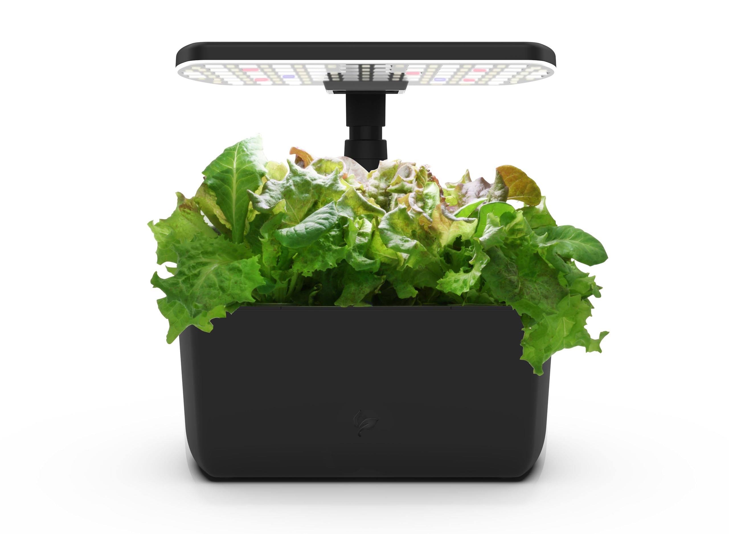 AeroGarden Harvest Lite black front view showing compact year-round herb garden