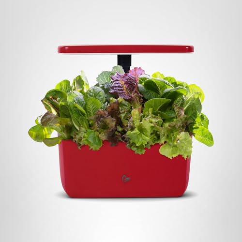 Vibrant Cherry Red finish adds color to any room with AeroGarden Harvest Lite.