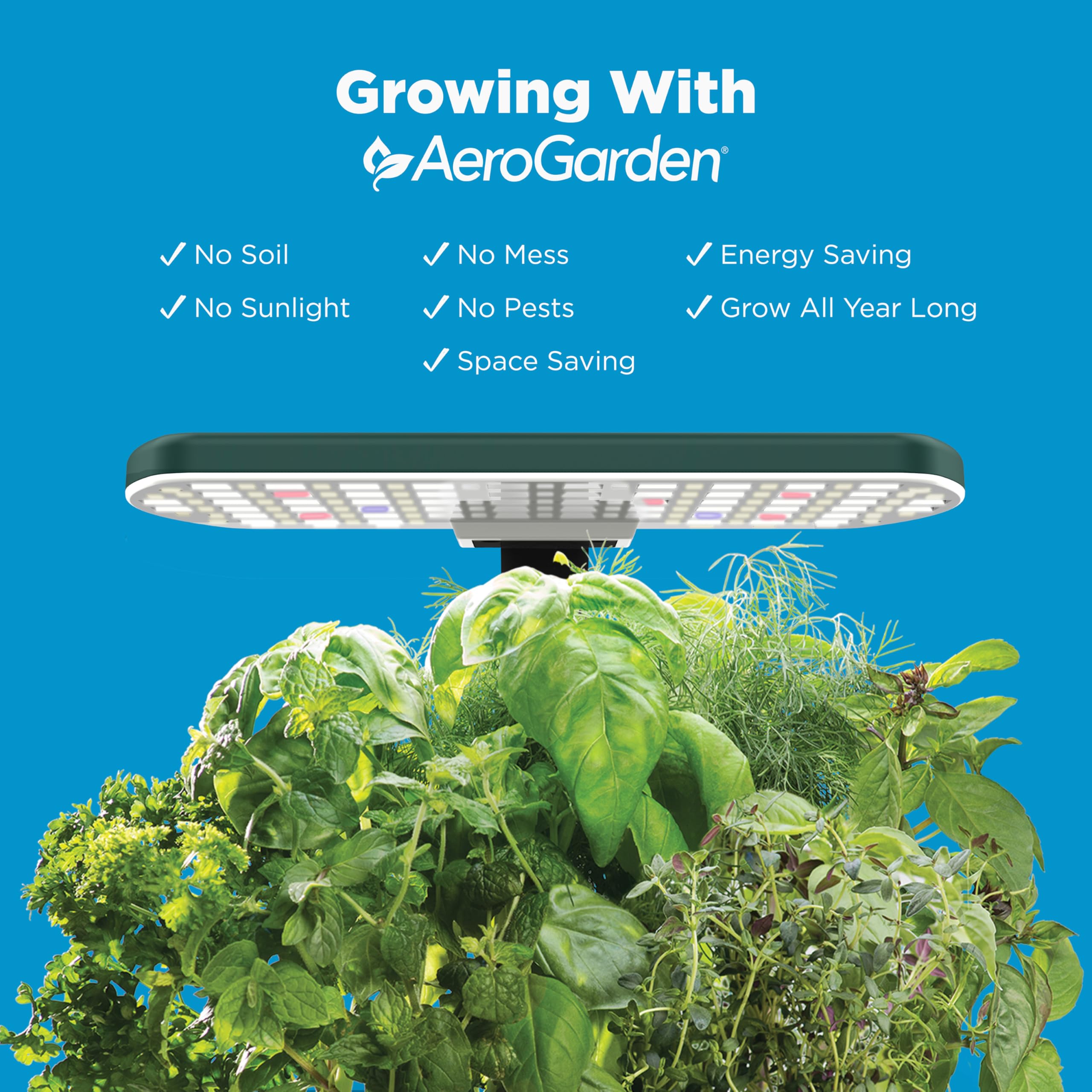 AeroGarden Harvest Lite compact design fits easily on a kitchen counter.