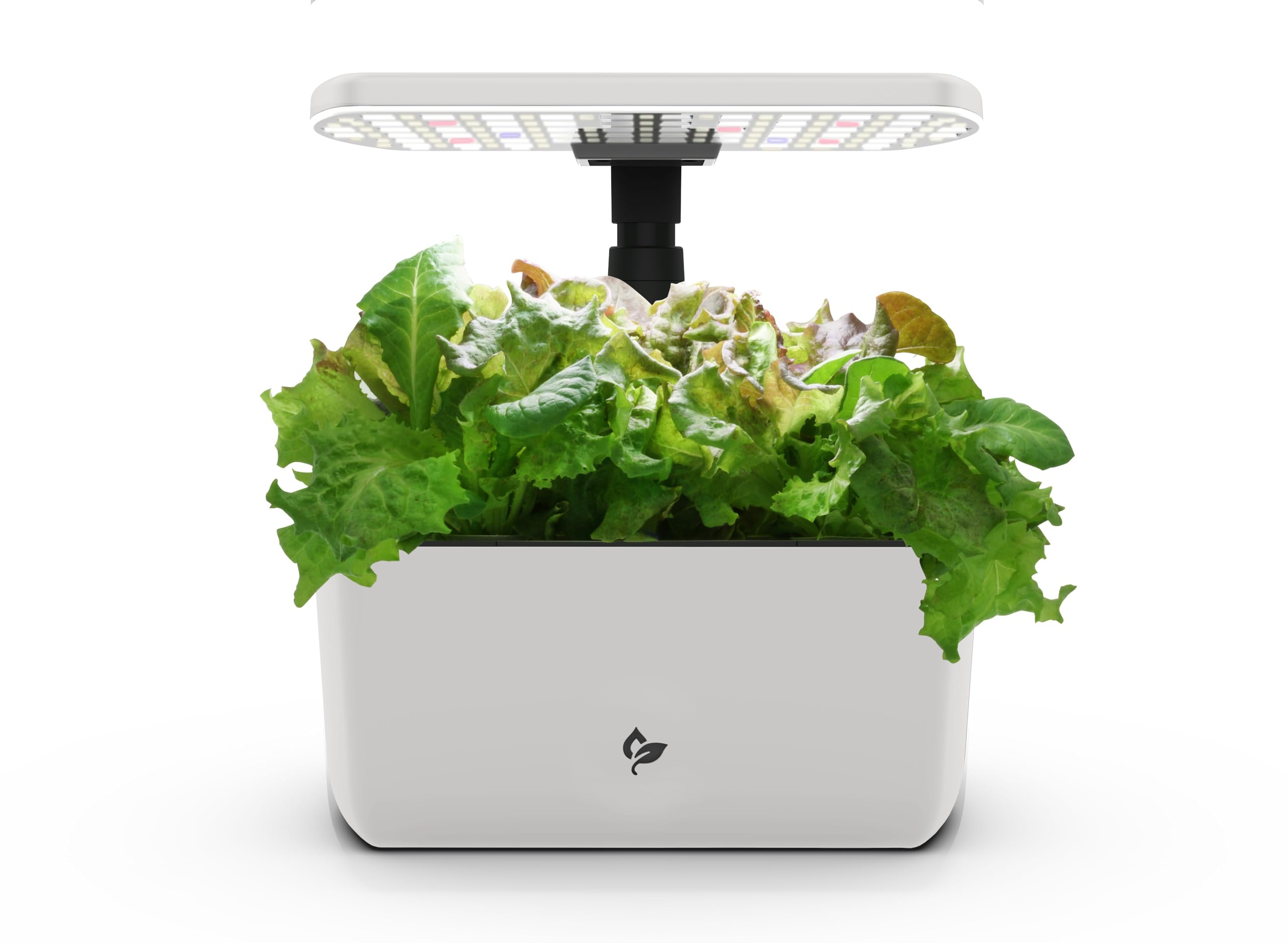 AeroGarden Harvest Lite cream exterior on a kitchen counter showing compact elegance and year‑round herbs