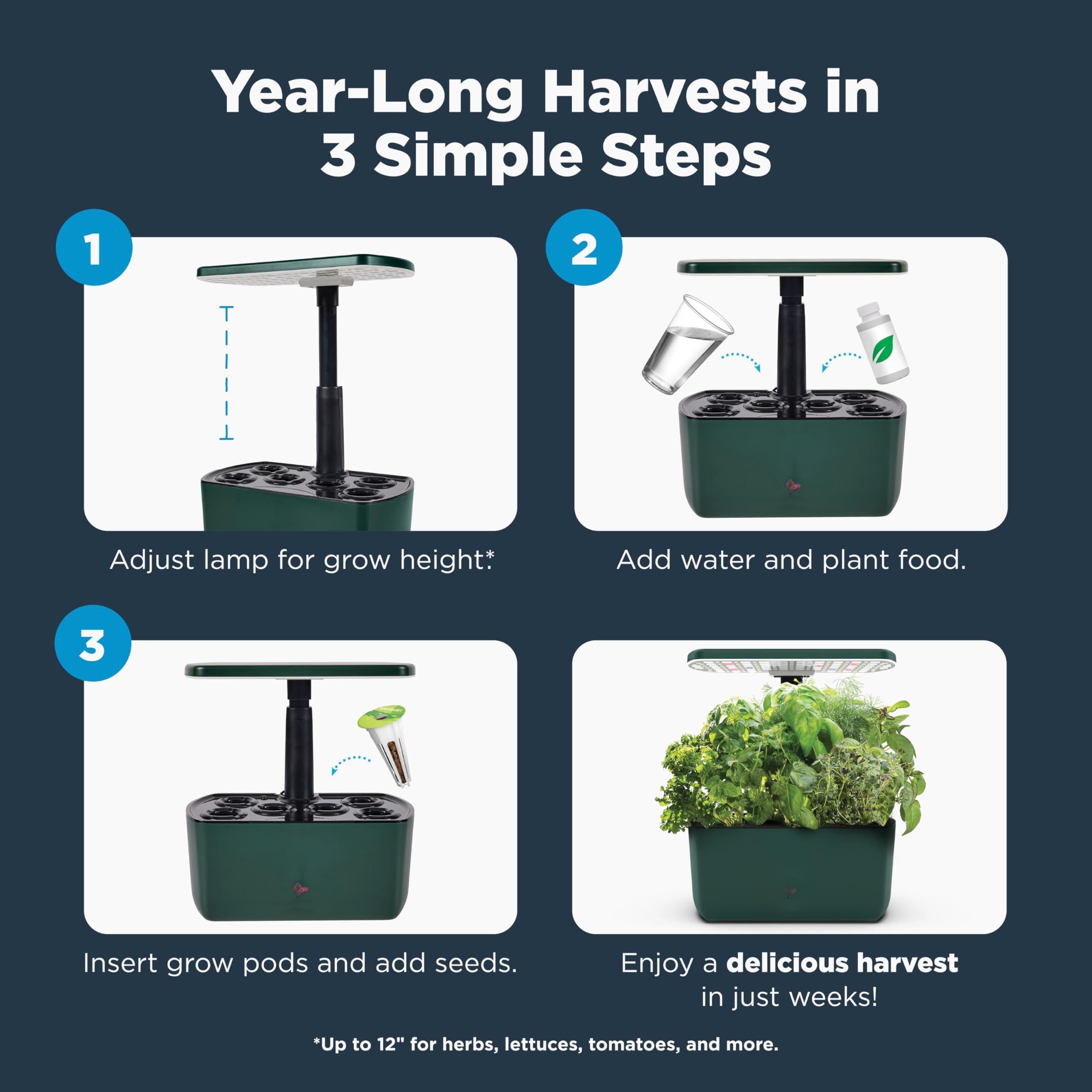 AeroGarden Harvest Lite auto timer light simplifies care.