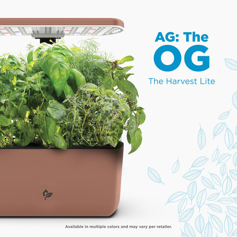 Detachable LED grow light on AeroGarden Harvest Lite for balanced indoor plant growth