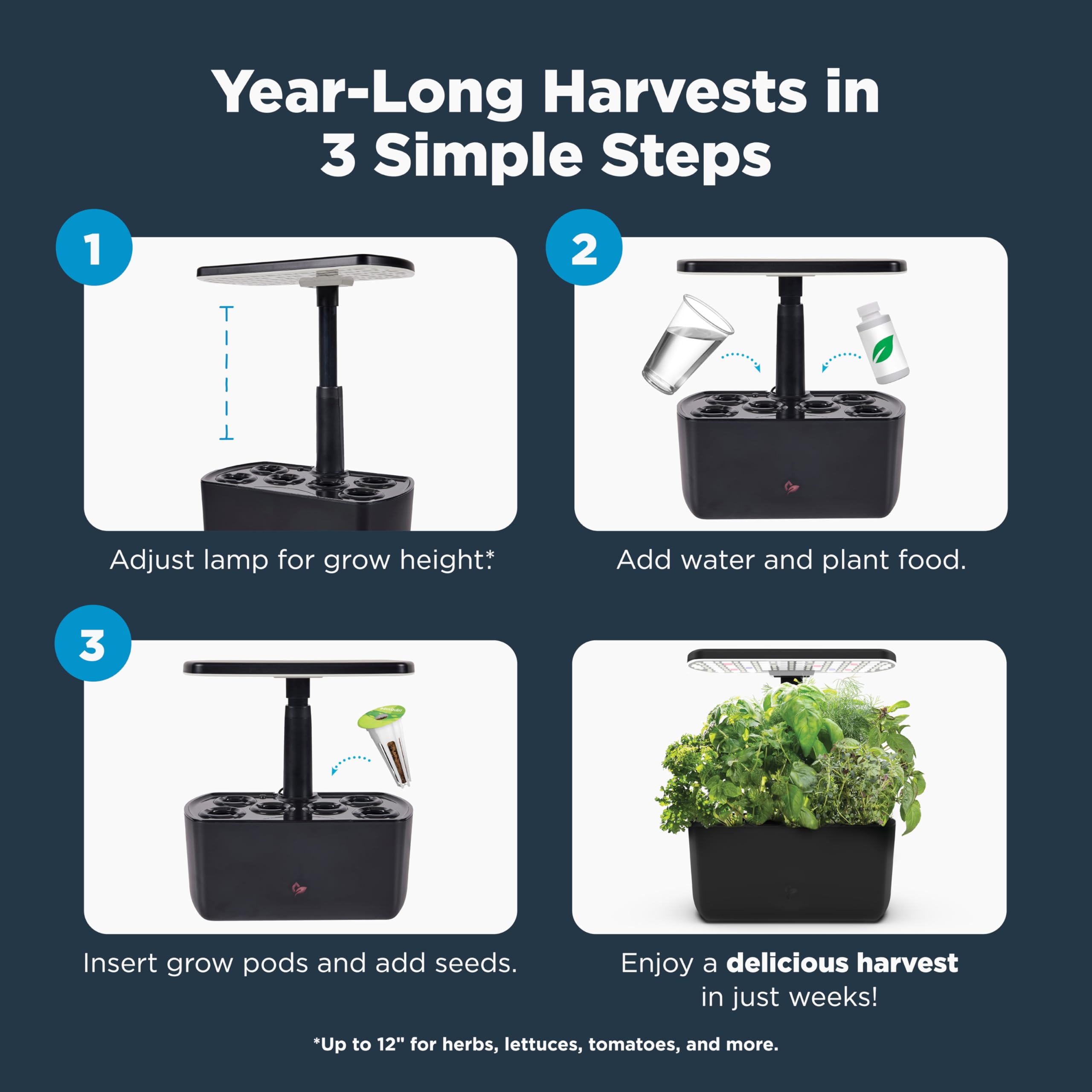 AeroGarden Harvest Lite sleek modern black design in a kitchen