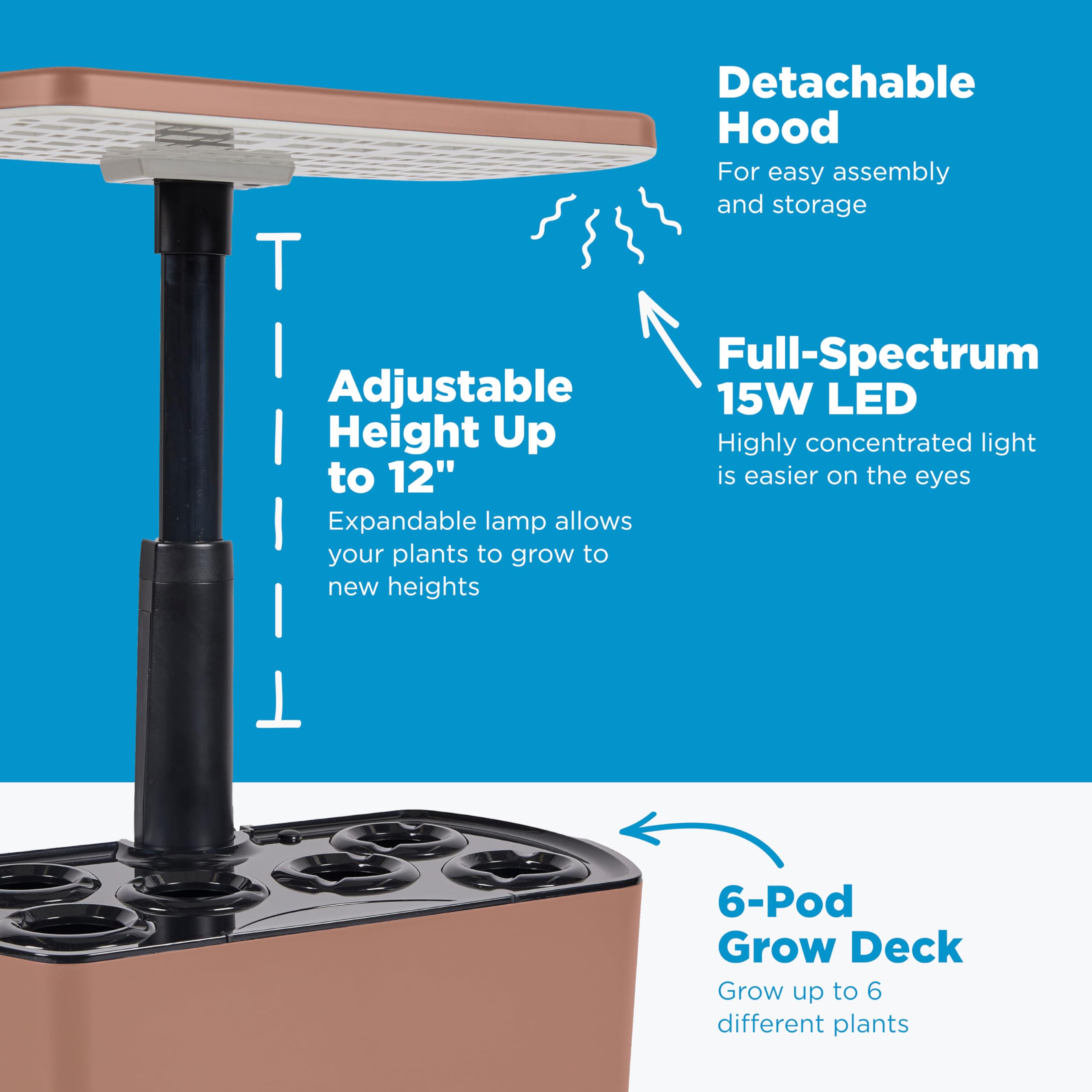 Grow up to six herbs or vegetables indoors with AeroGarden Harvest Lite