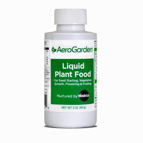 AeroGarden Miracle-Gro Liquid Nutrients bottle supports enhanced growth in hydroponic systems.