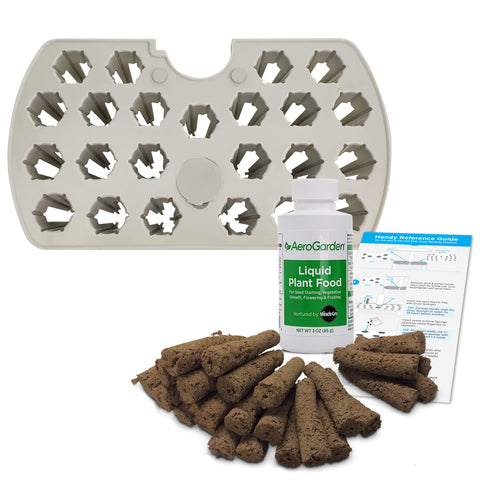 AeroGarden seed starter tray shows a reusable design for easy indoor seedling setup.