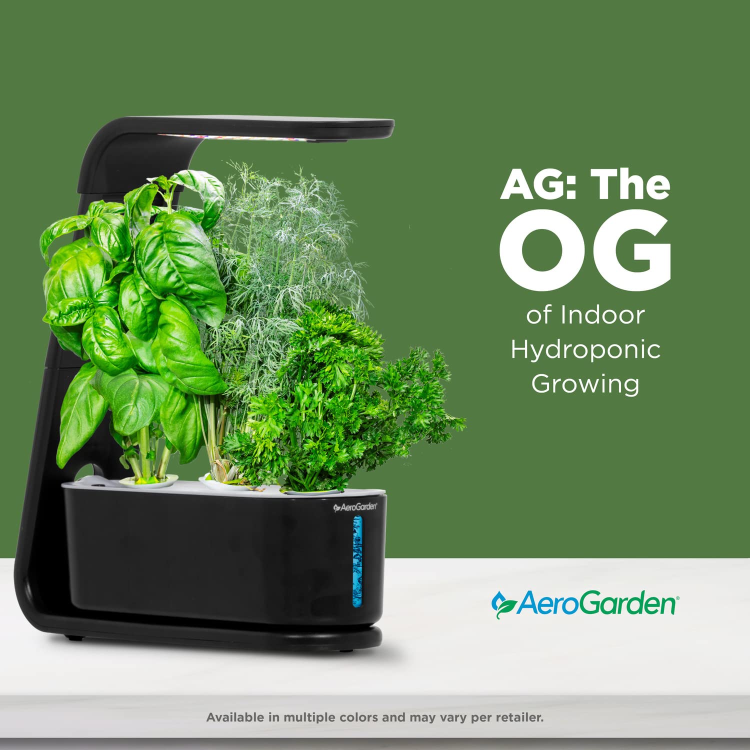 AeroGarden Sprout hydroponic system grows plants in water, no soil.