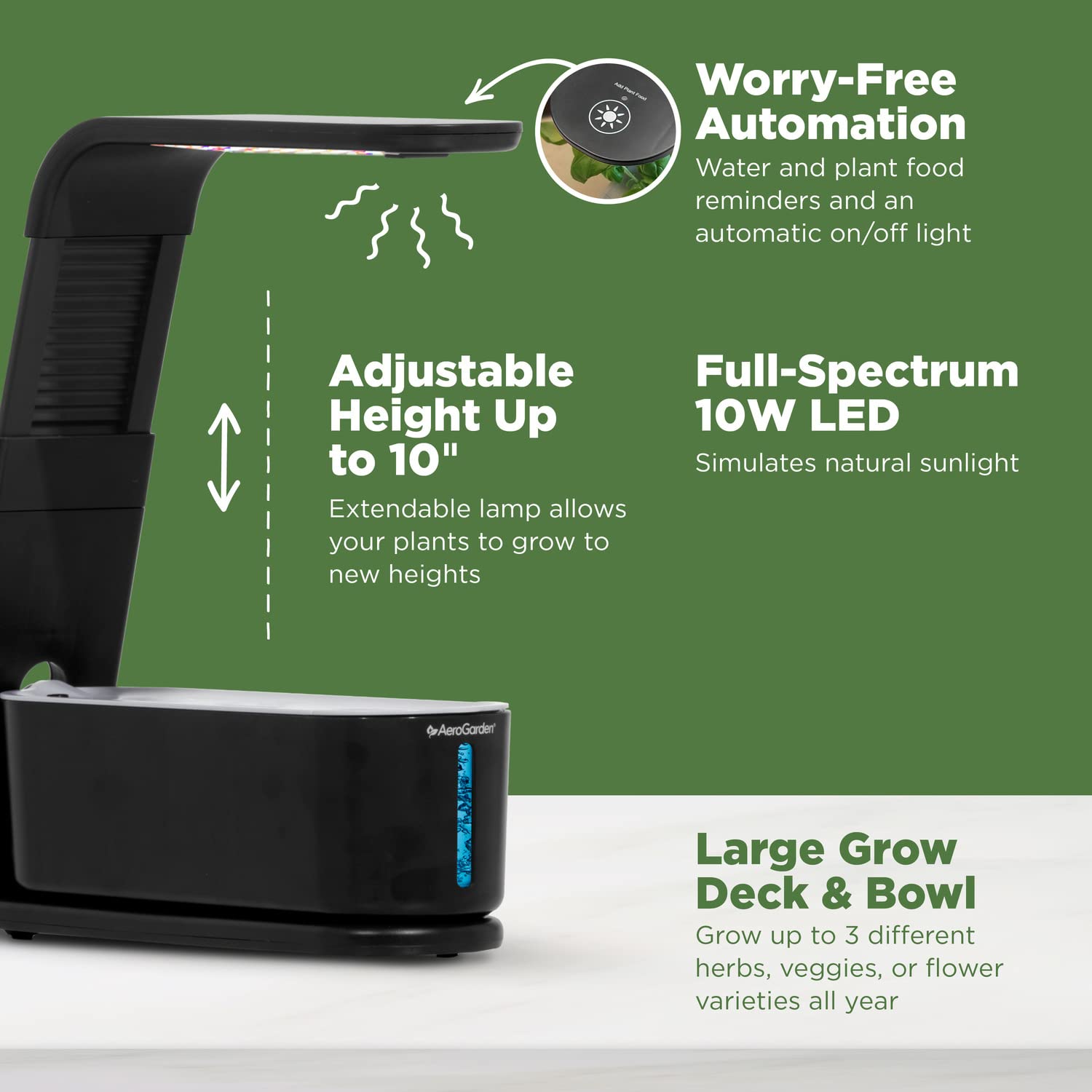 AeroGarden Sprout kitchen counter setup ready in minutes.