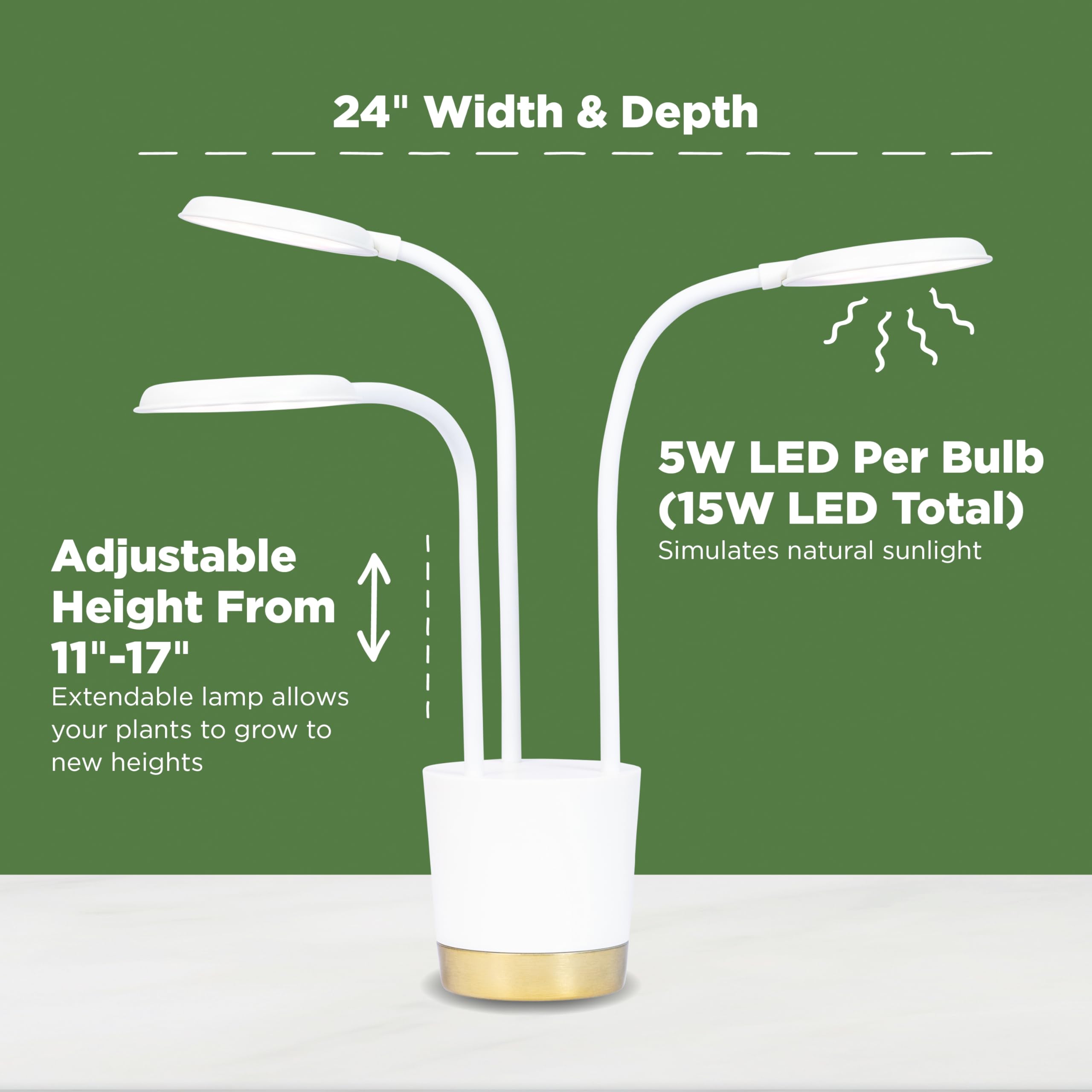 AeroGarden Trio’s modern design doubles as ambient room lighting.