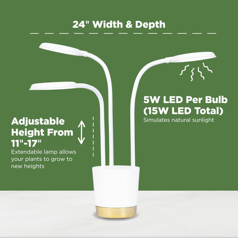 AeroGarden Trio’s modern design doubles as ambient room lighting.