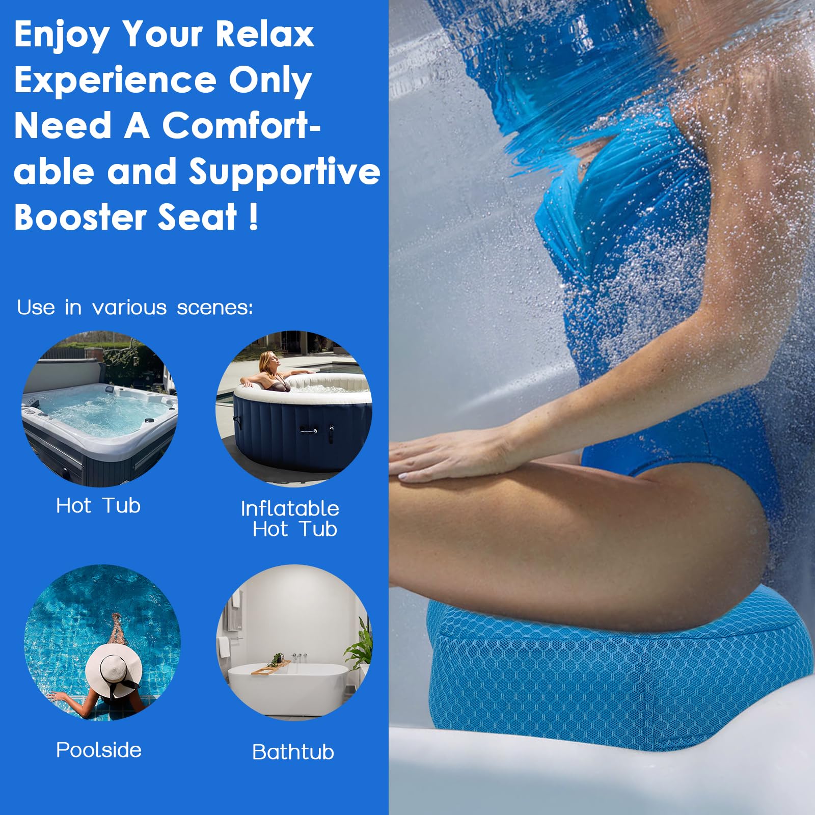 AEROiVi booster seat with non-slip bottom for spa sessions.