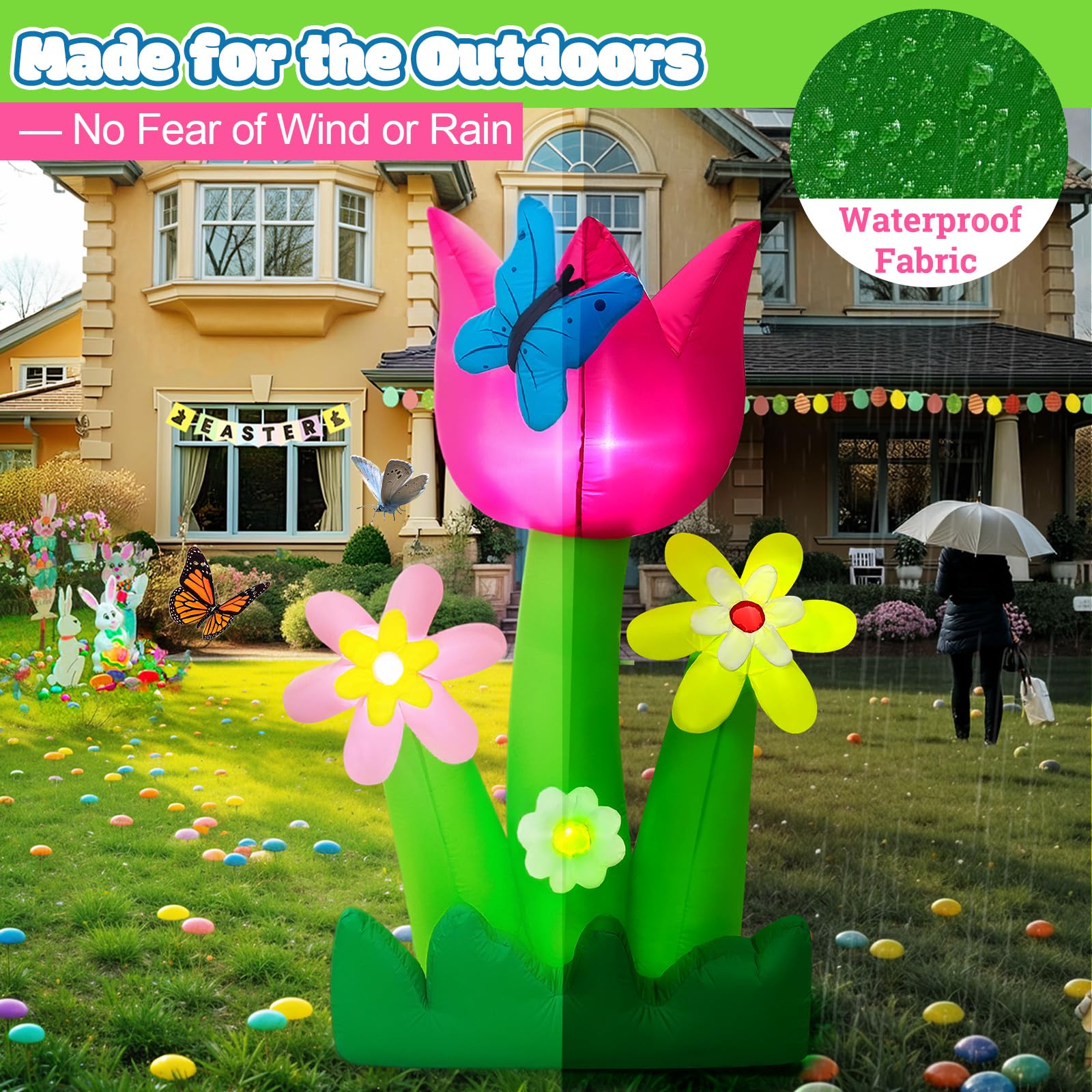 AerWo Easter yard inflatable tulip for festive outdoor decoration