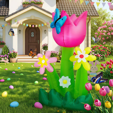AerWo outdoor spring yard decor in colorful tulip flower arrangement