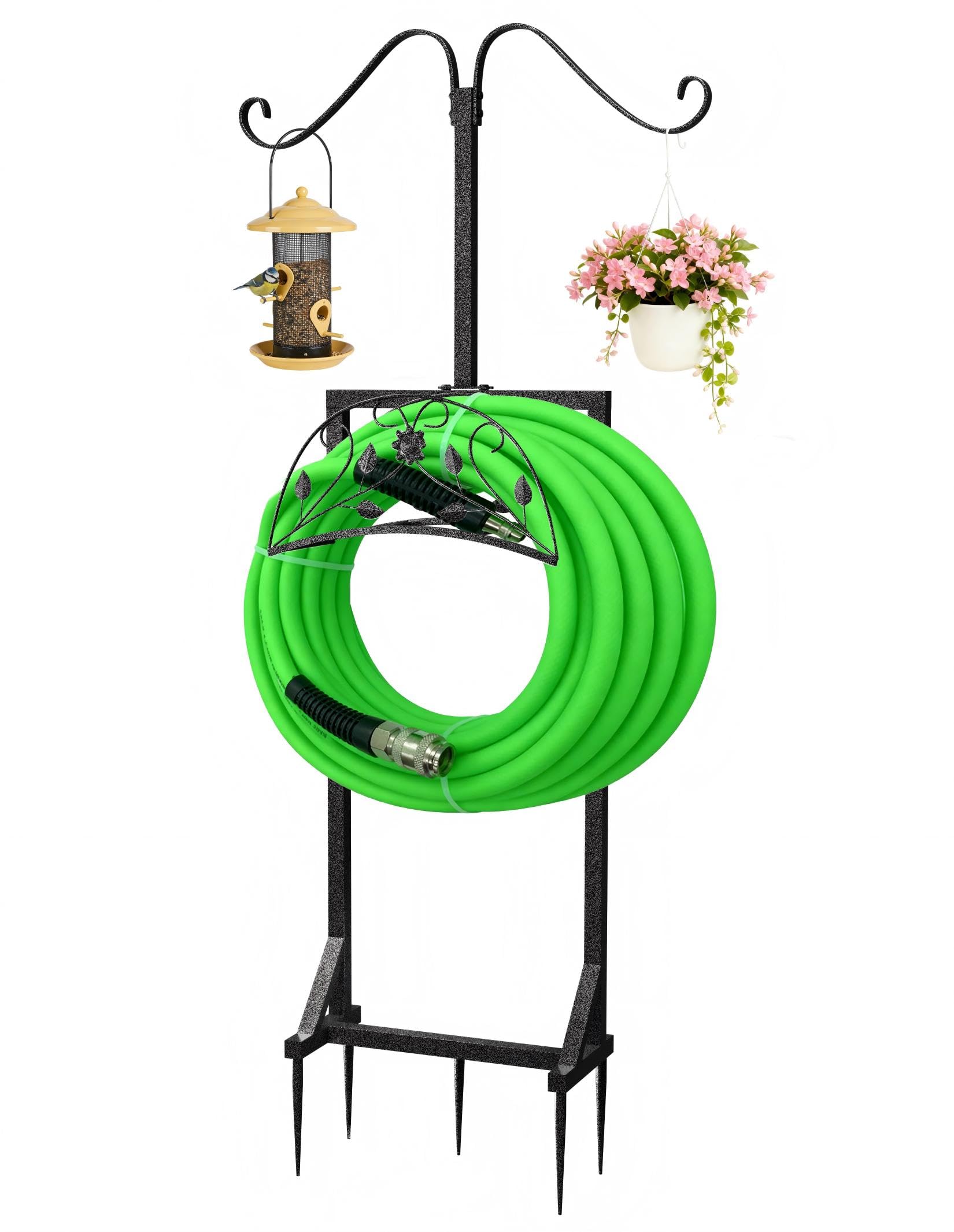 AESOME garden hose holder outside base provides stable support for heavy hoses in windy yards.