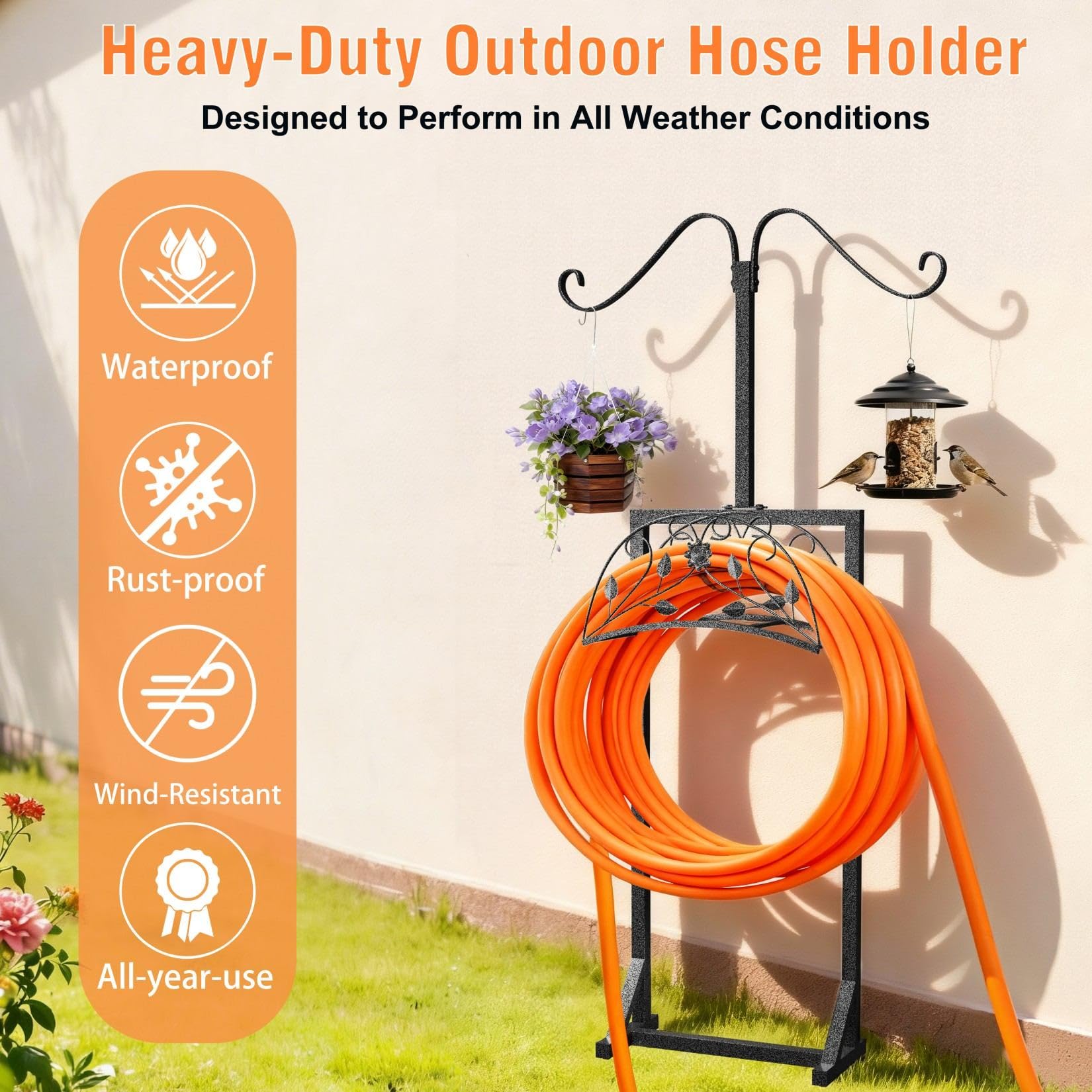 AESOME space-saving design elevates hoses to prevent tangles and tripping hazards.