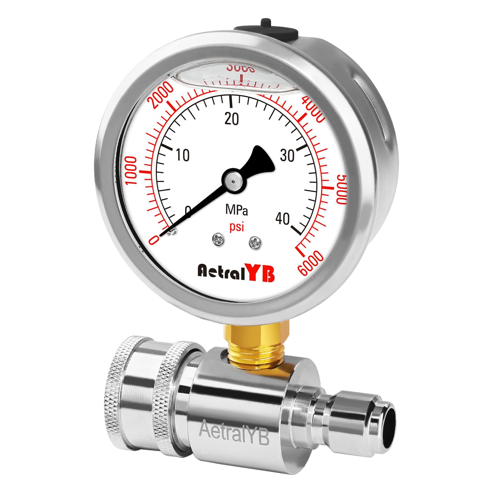 AetralYB 6000PSI gauge face clearly displaying MPa and PSI for precise monitoring