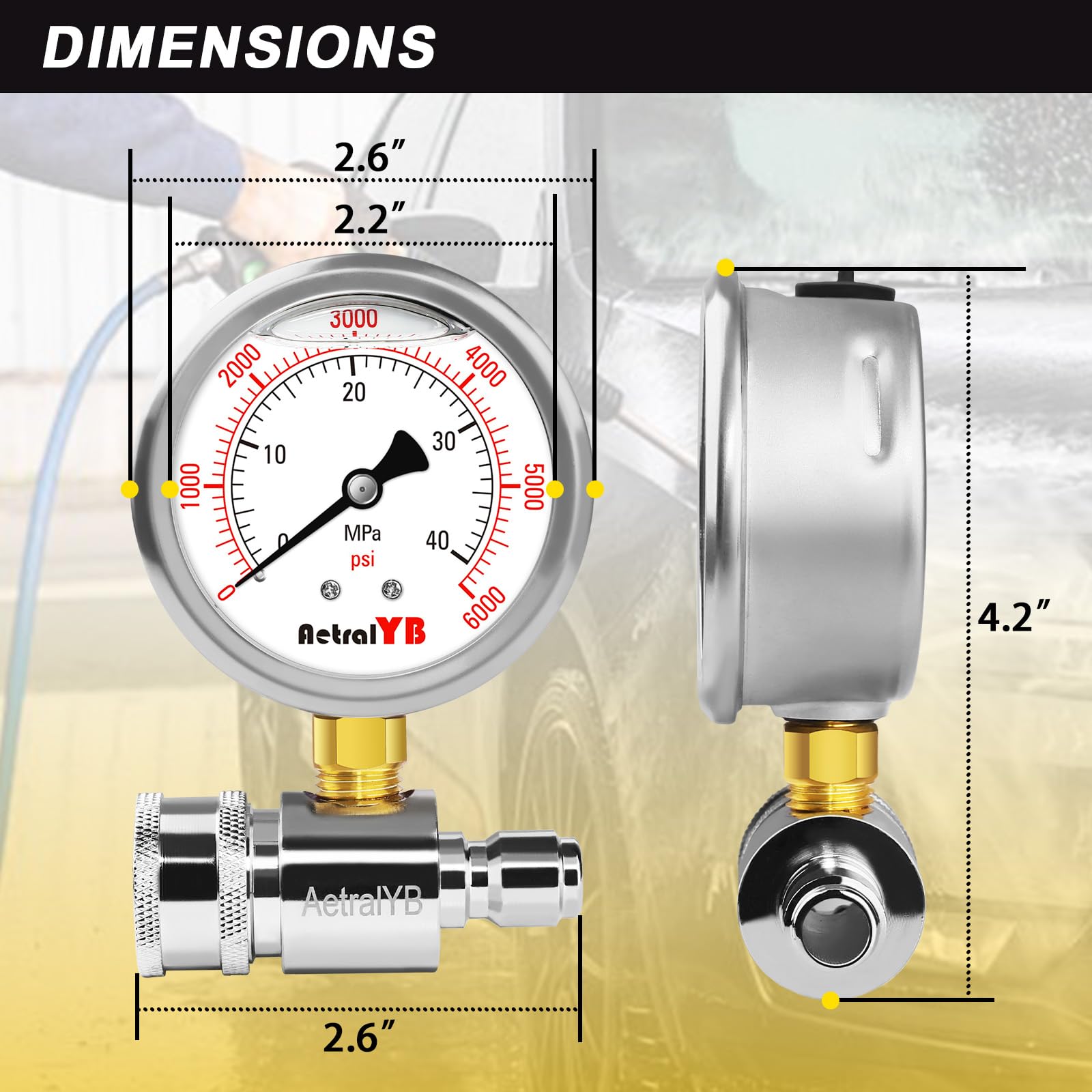 AetralYB dual-scale gauge showing MPa and PSI for versatile setups