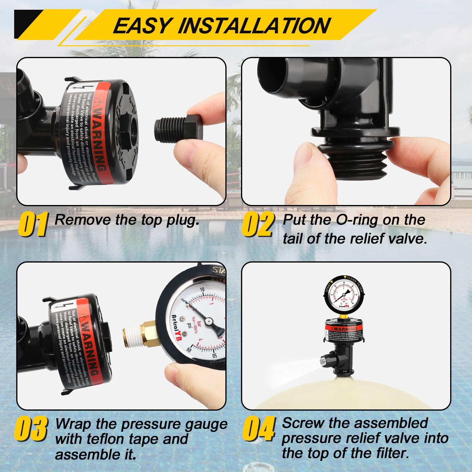 Pressure reading being used to monitor pool filter performance.