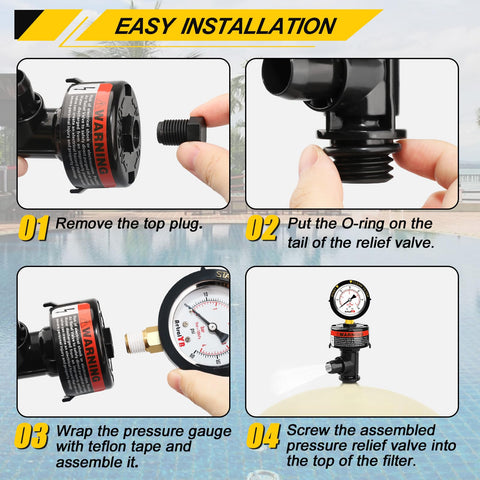 Pressure reading being used to monitor pool filter performance.