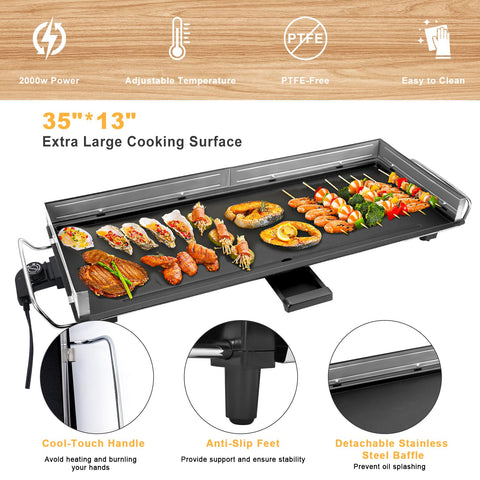 AEWHALE detachable stainless steel baffle prevents grease splatter for cleaner cooking.
