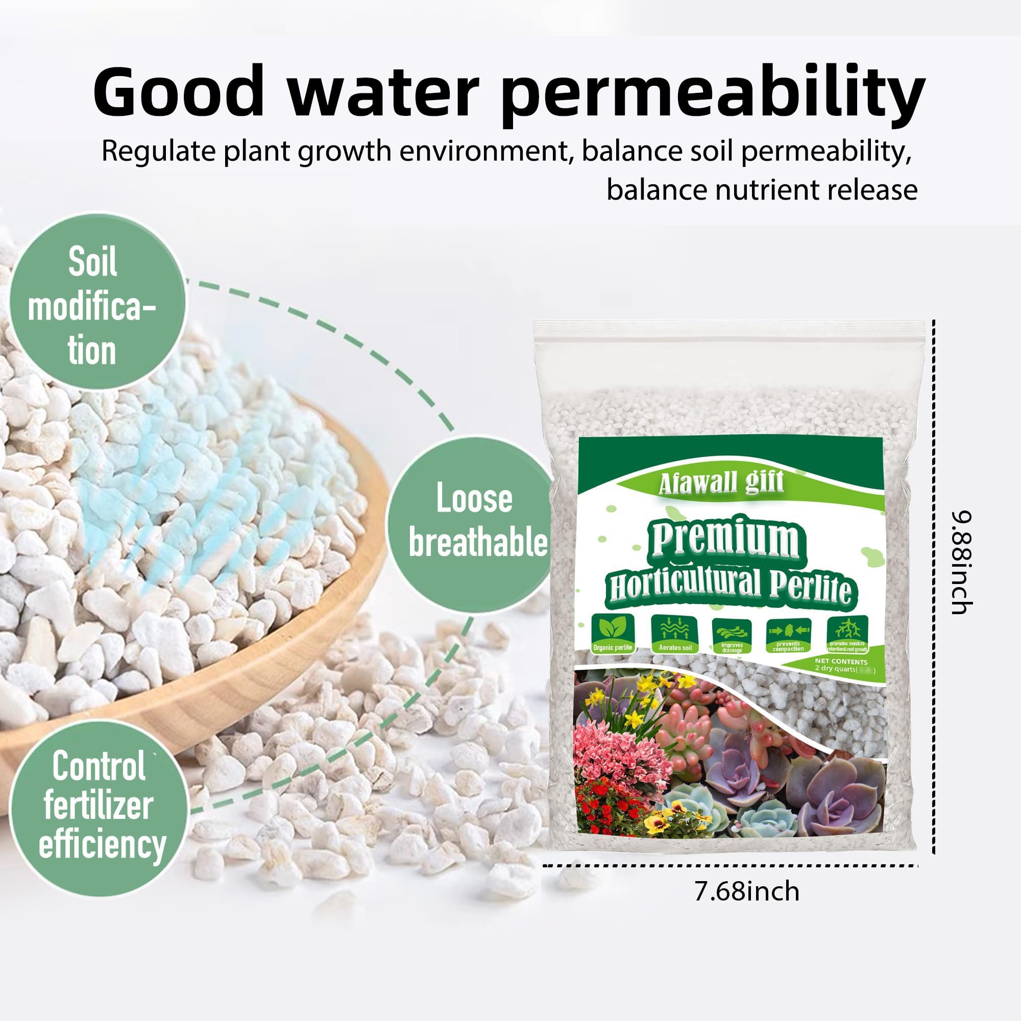 Afawall Gift perlite illustrates improved soil aeration and drainage in a garden bed.