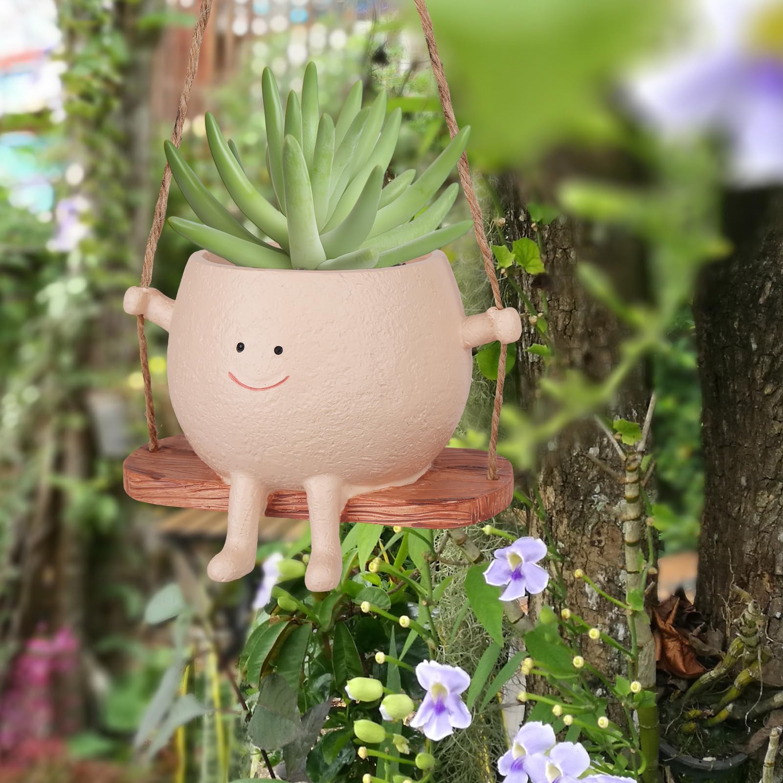 AFFLAT Cute Swinging Planter highlights playful motion on shelves or windowsills.