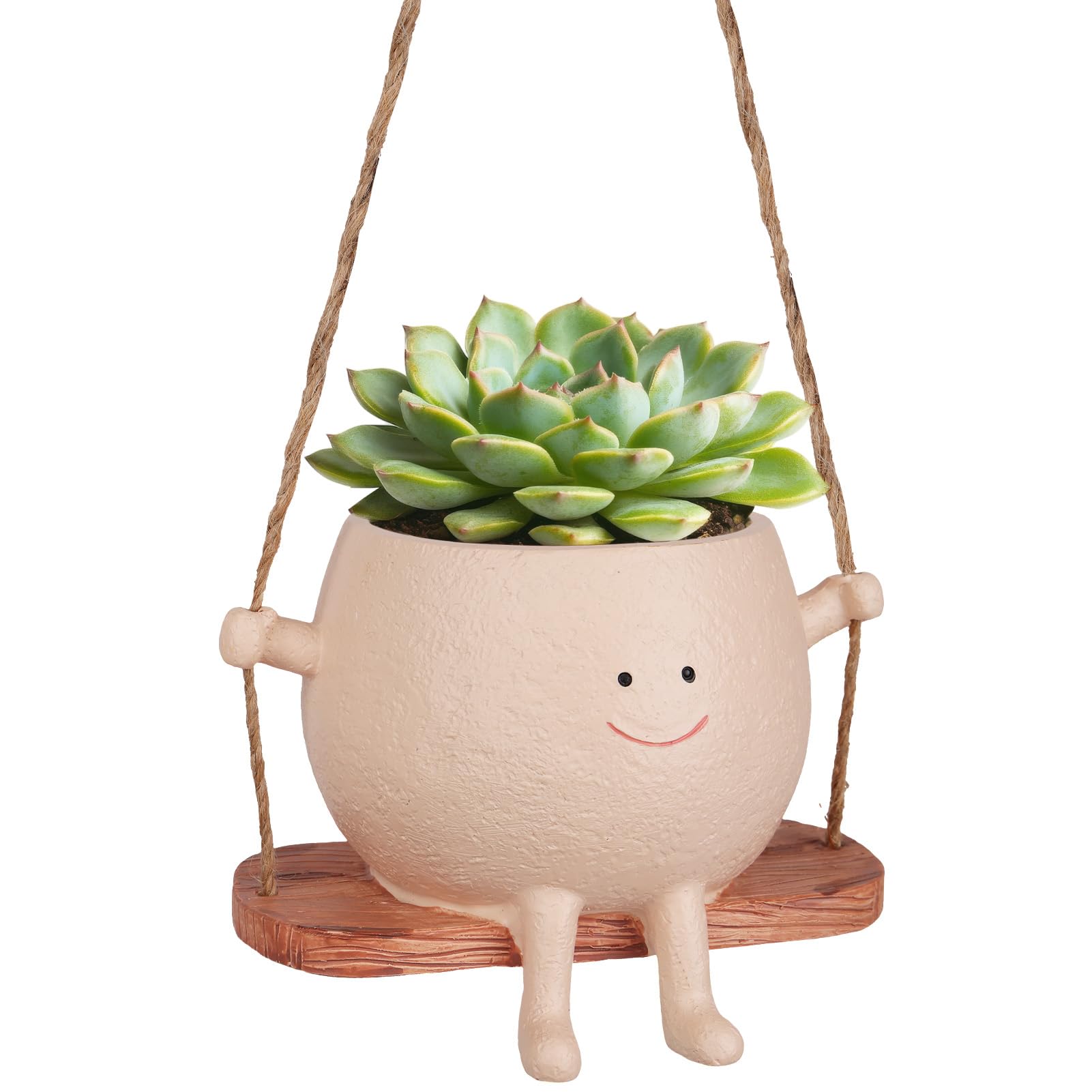 AFFLAT Smiley Face Flower Pot with swinging design for balcony decor.