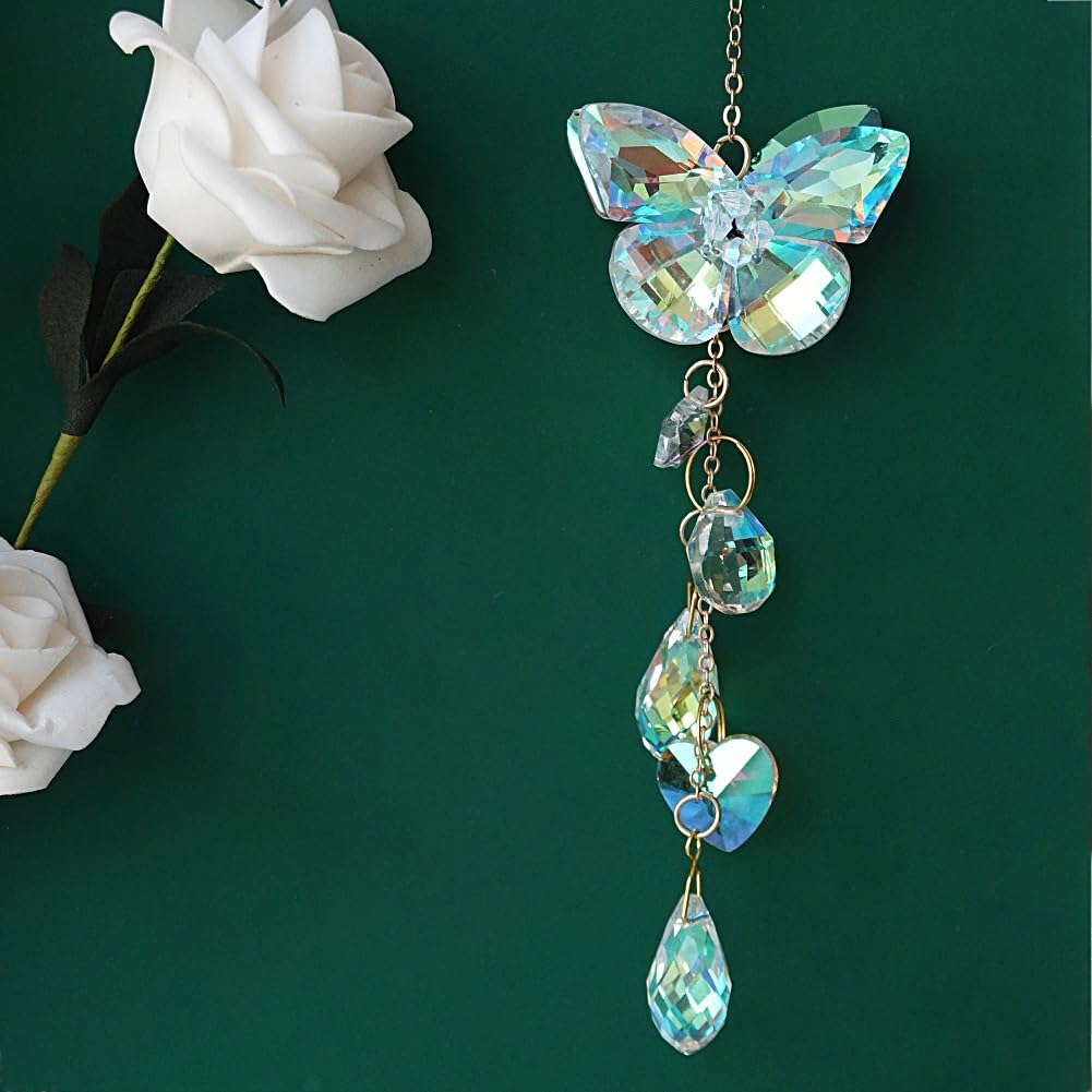 Afiaiwei butterfly crystal suncatcher for kids room adds magical light show