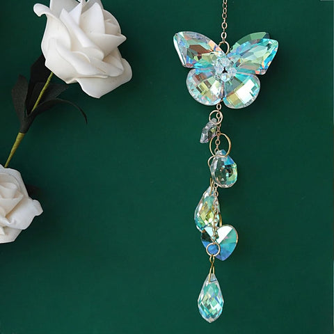 Afiaiwei butterfly crystal suncatcher for kids room adds magical light show
