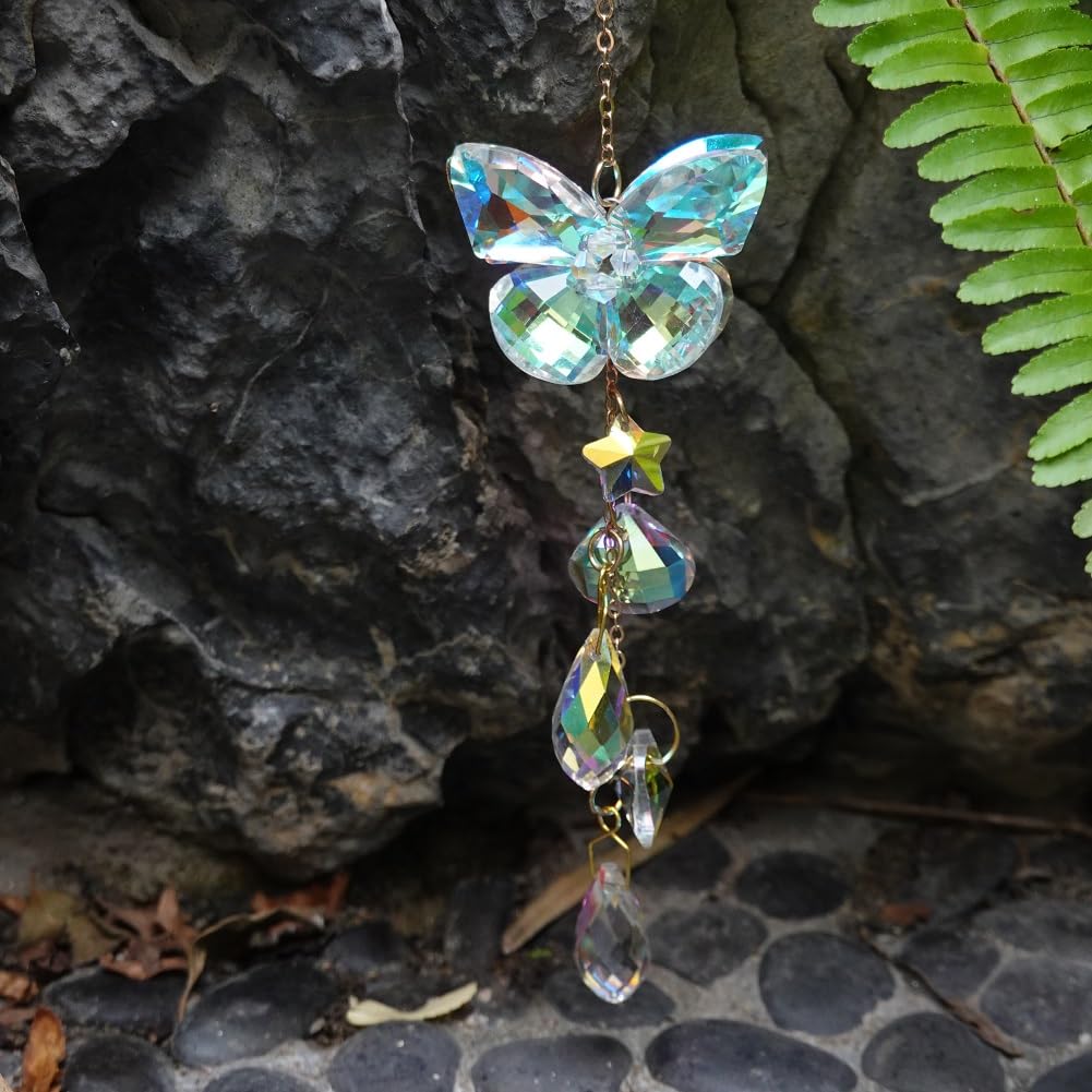 Afiaiwei windowsill butterfly decor enhances home ambiance with shimmering prisms