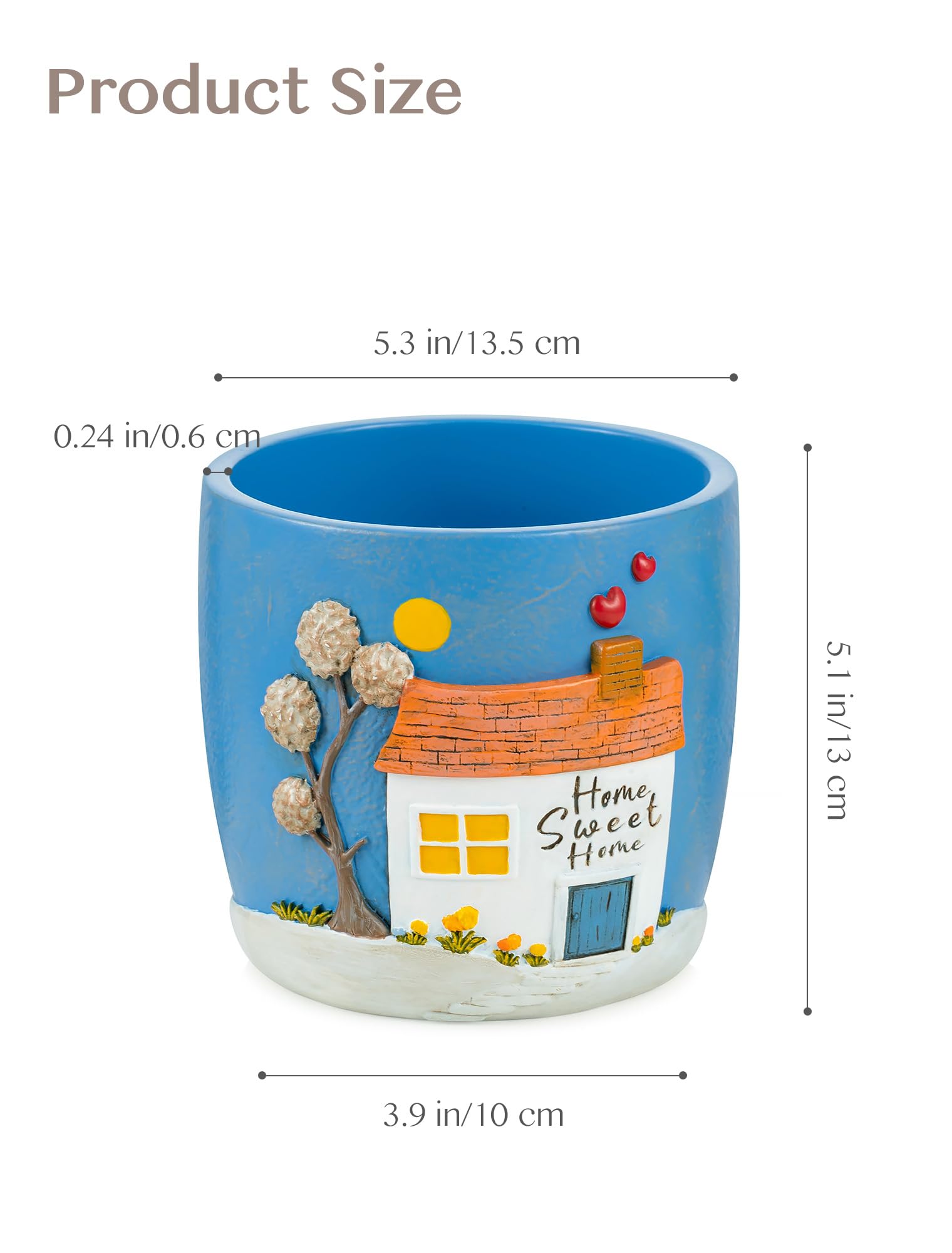Afigurna cottage-themed planter with 3D texture adds visual depth