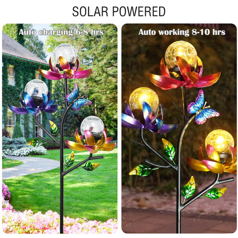 Afirst garden stake lights placed along a path for subtle night illumination