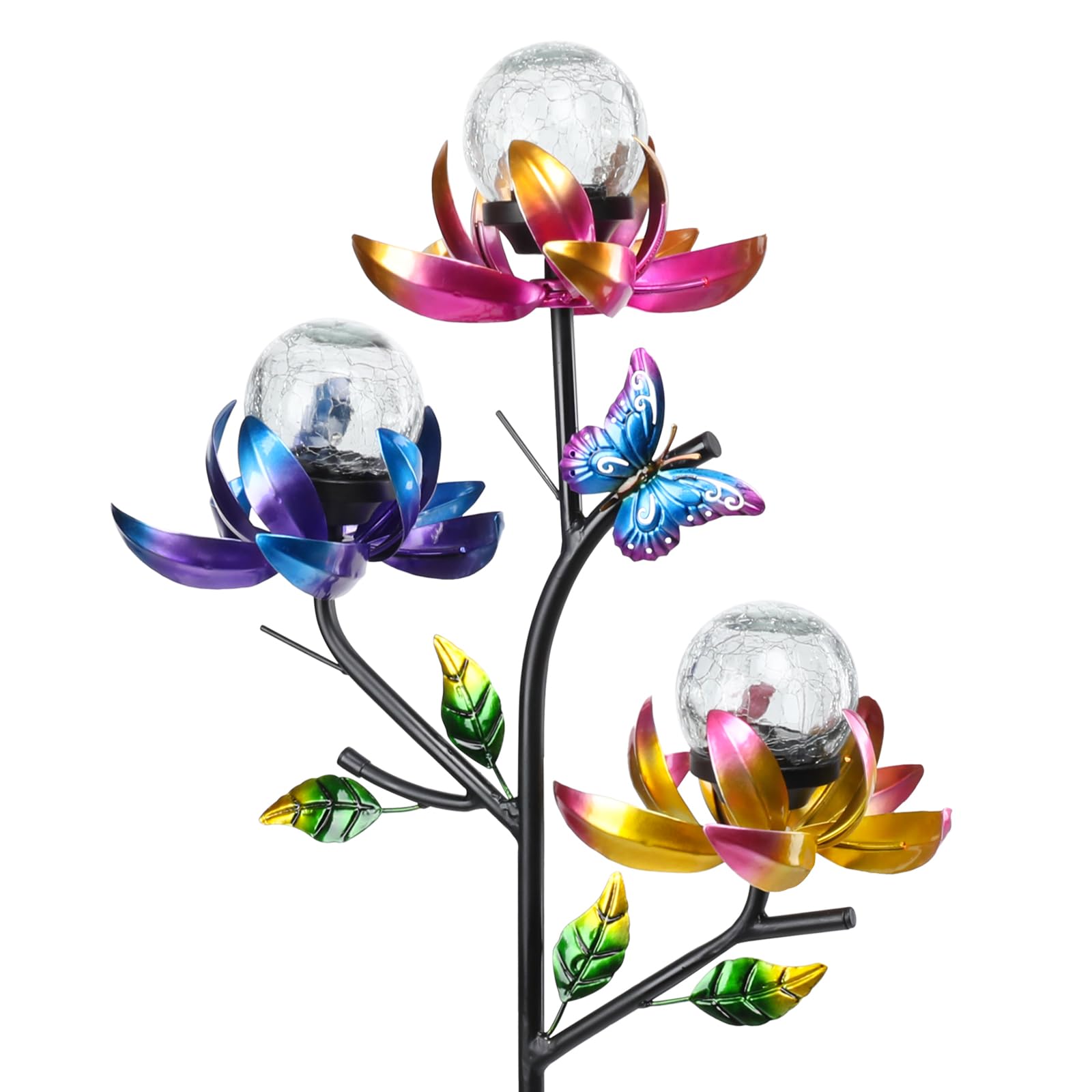 Afirst solar lotus flowers spinner with vivid color rotating in a sunny garden