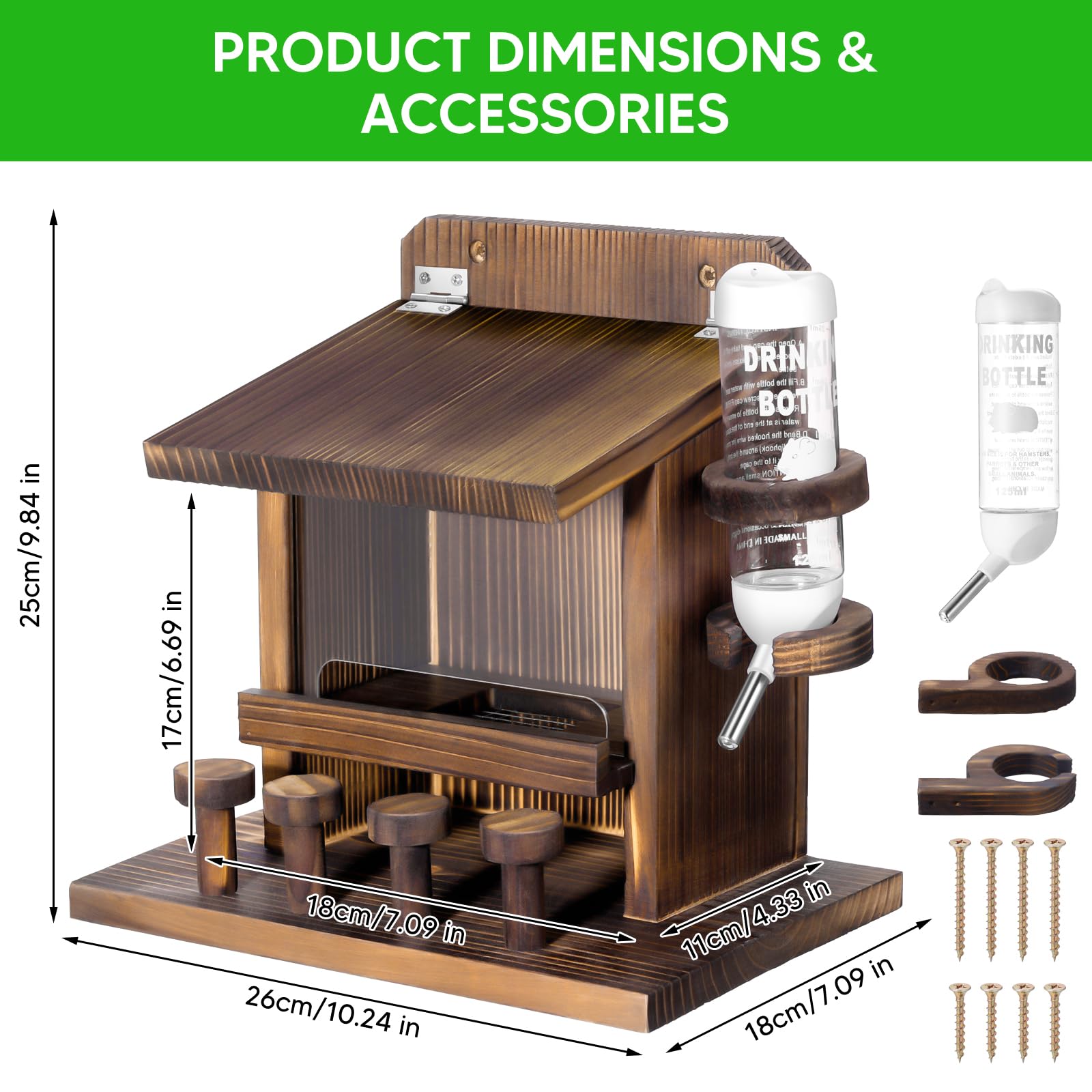 AFOROEOA squirrel feeder with clear acrylic baffle for spill prevention and viewing