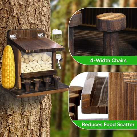 AFOROEOA squirrel feeder featuring corn cob holders for extra treats