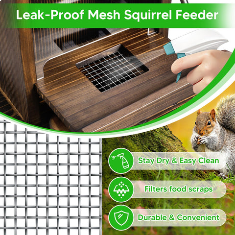 AFOROEOA squirrel feeder with 125ml water dispenser for on-site hydration