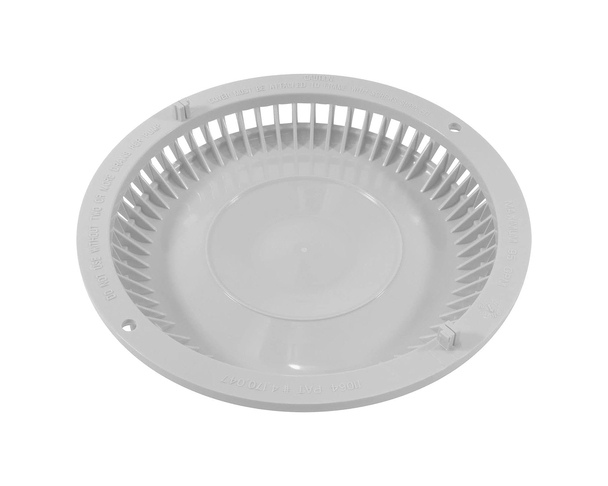 Afras white main grate replacement with two screws for quick, secure install.