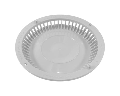 Afras white main grate replacement with two screws for quick, secure install.