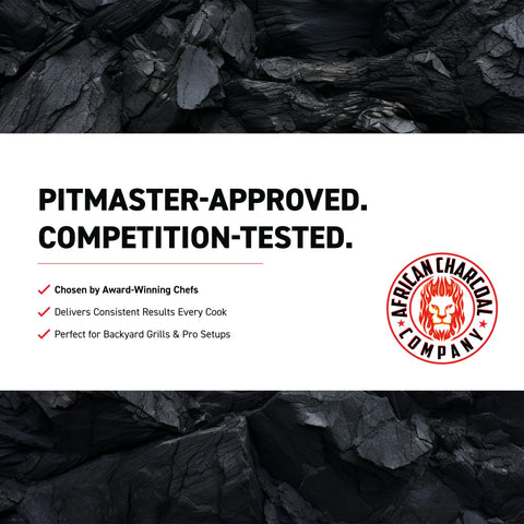 African Charcoal Company competition-tested flavor hints at championship results.