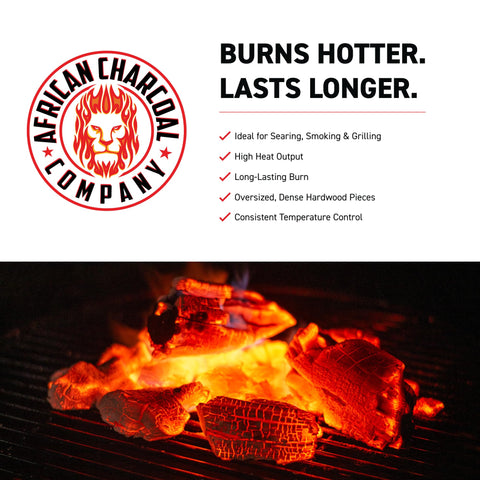 African Charcoal Company restaurant-grade sear on grill.