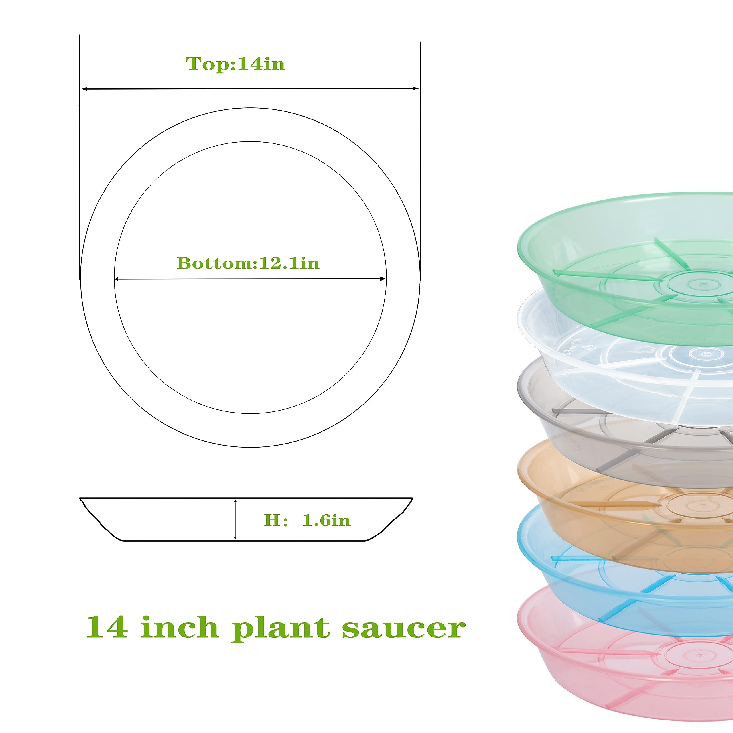 Afrine 14-inch saucer side profile, showcasing sturdy plastic construction.