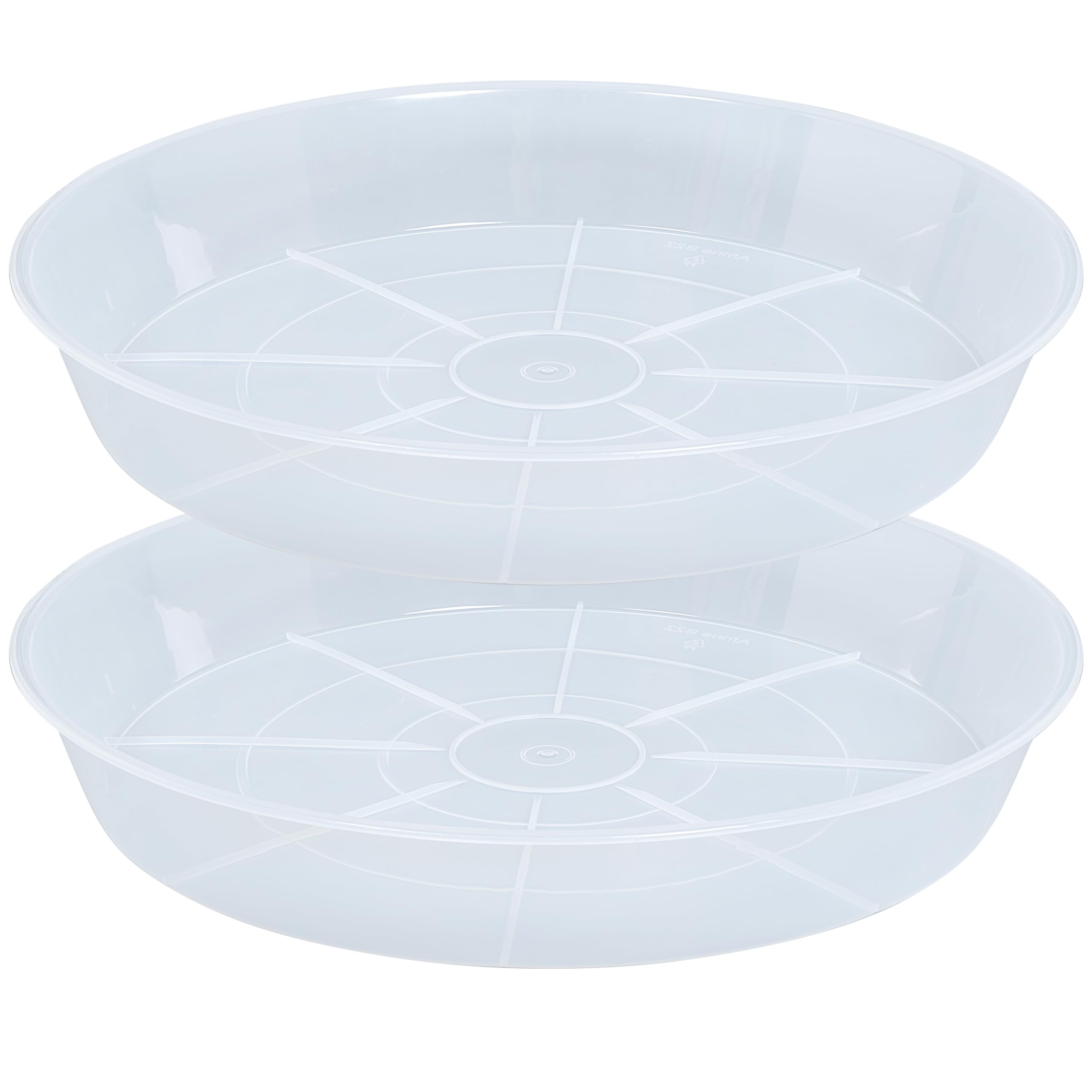 Afrine plant saucer 17-inch clear top view for indoor gardens and catchment.