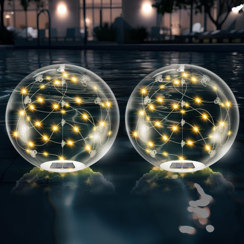 afzdby floating pool light ball creates romantic poolside ambiance at night.