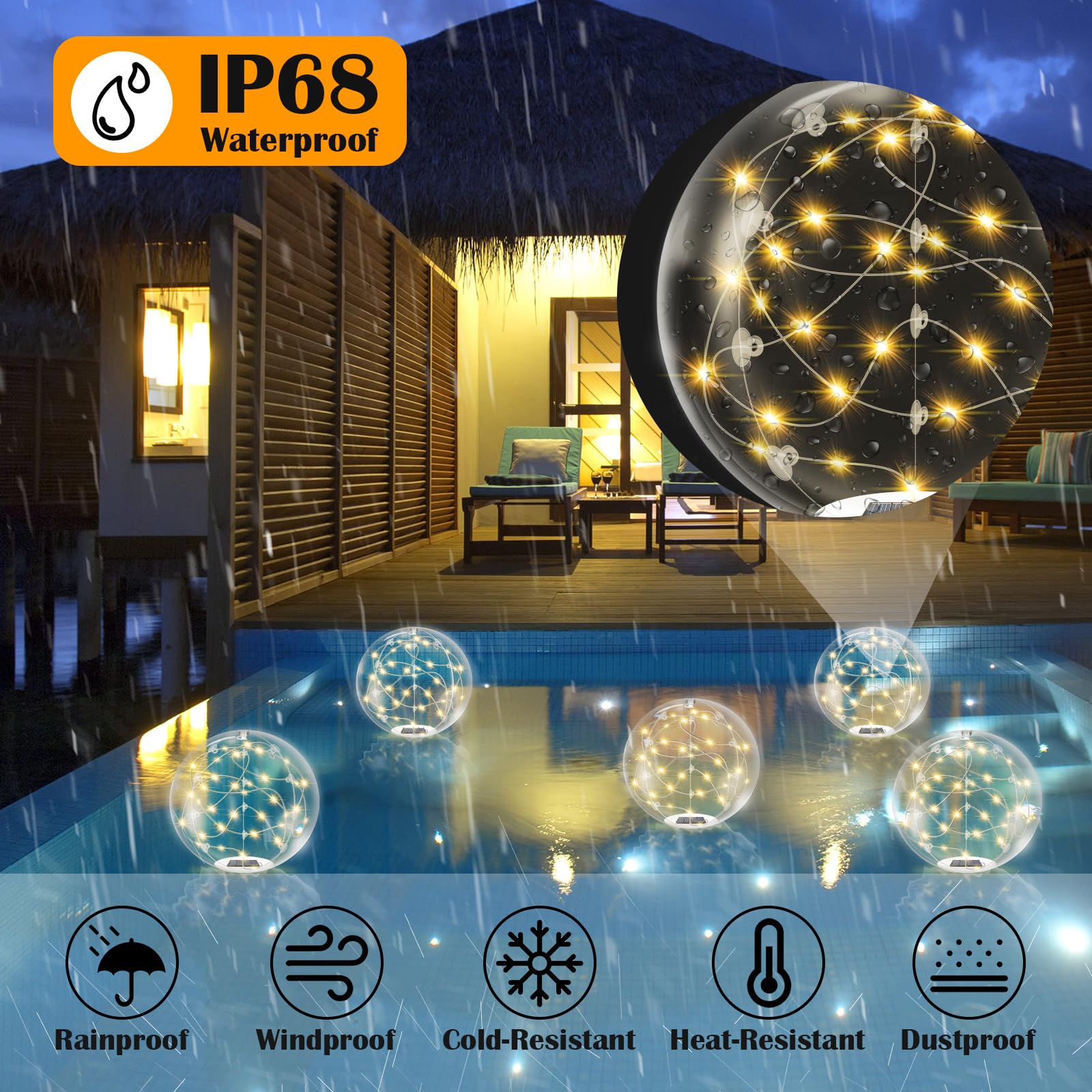 afzdby floating pool light ball adds a glamorous glow for Christmas and summer gatherings.