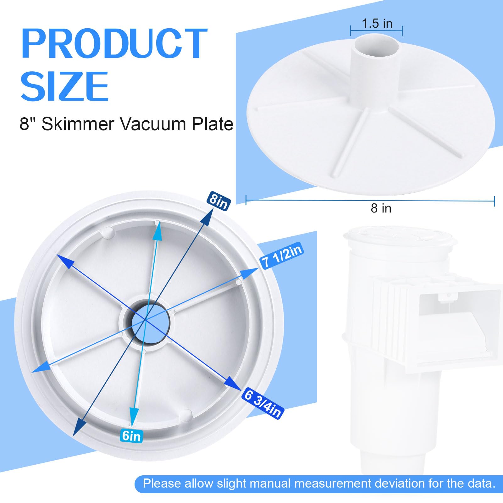 AFZZ 85001900 skimmer vacuum plate crafted from sturdy plastic supports durable pool maintenance.