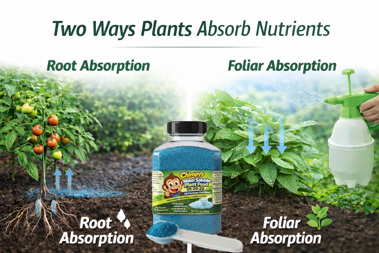AgChimp 20-20-20 foliar spray for fast leaf growth and color.