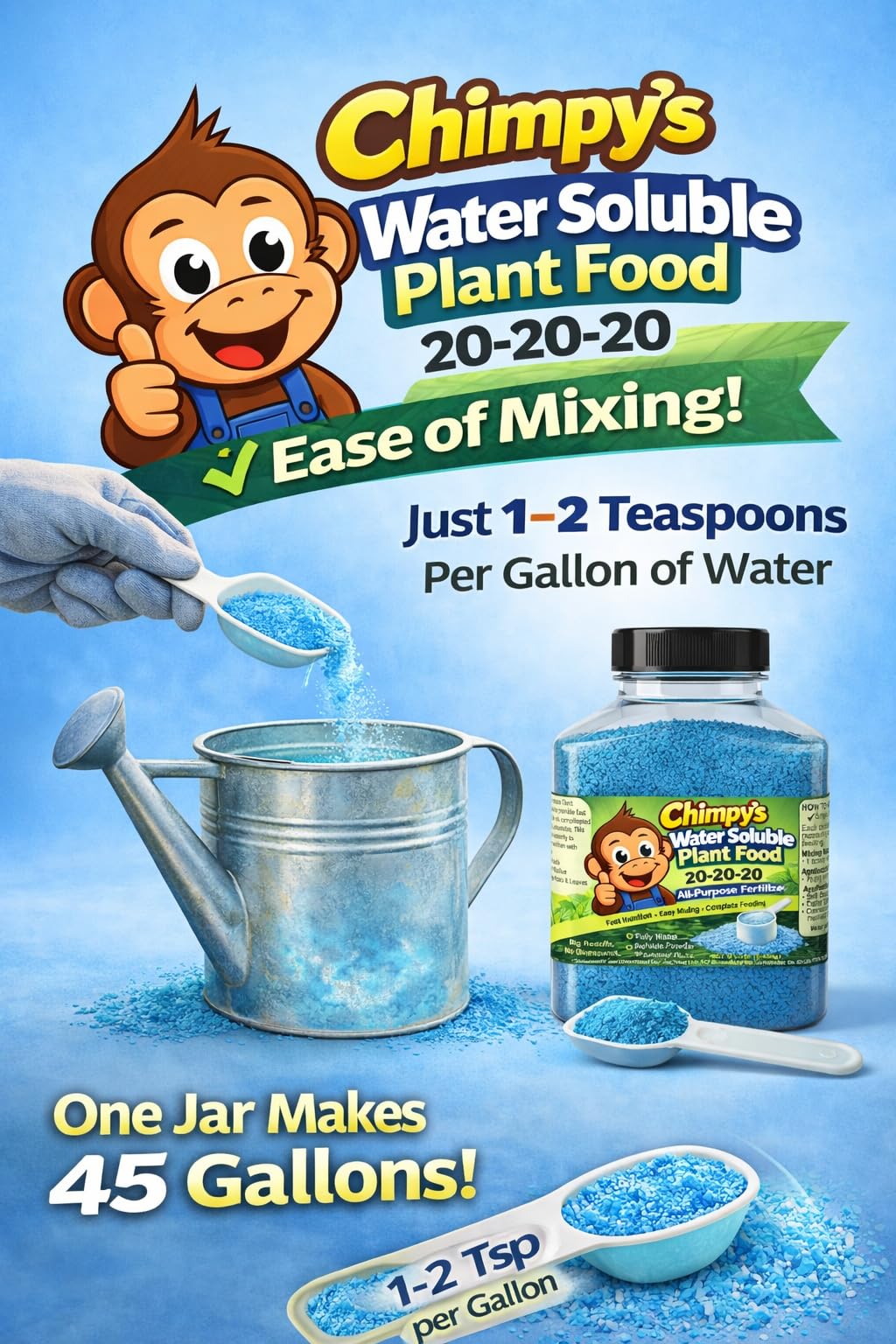AgChimp Chimpy 20-20-20 measuring scoop for precise, consistent feeding.