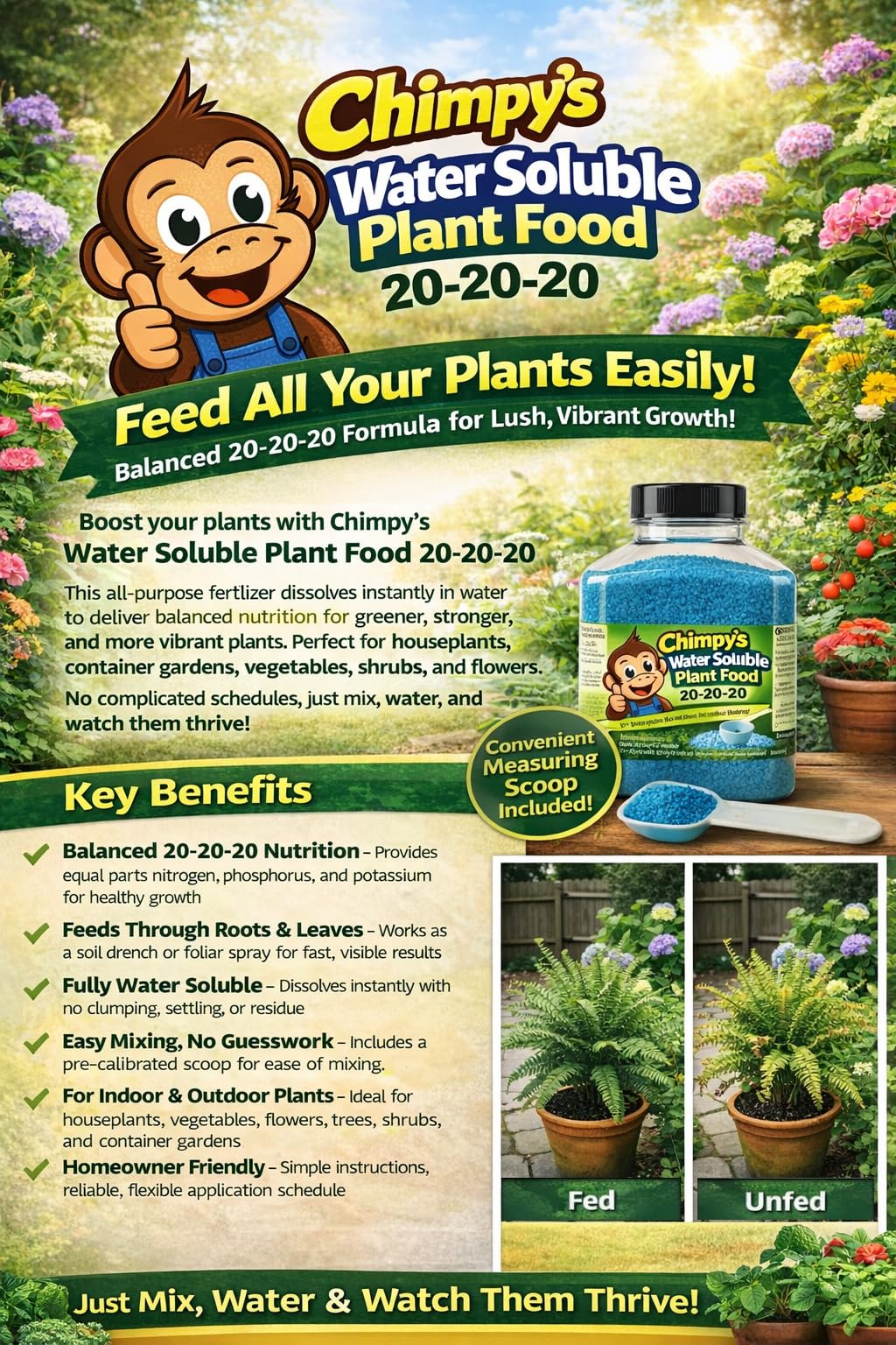 AgChimp plant food soil drench shows quick uptake and root support.